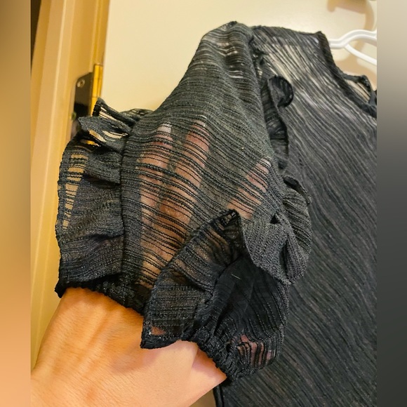 Elegant mesh style. Zipper back. Slightly puffed sleeves. - Picture 2 of 8